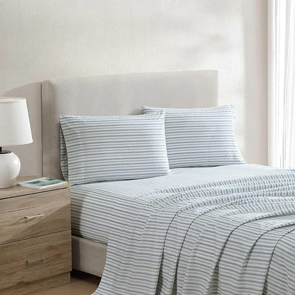 Nautica - Full Size Sheet Set, Crisp & Tailored Cooling Sheets with a Smooth Cotton Percale Lightweight Feel - Bed Sheets with Matching Pillowcases & Fitted Sheet (Coleridge Stripe Green)