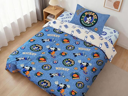 Northwest Disney Mickey Mouse Twin Comforter Set, Reversible Design Ultra Soft Fade Resistant Microfiber Kids Bedding Set, Officially Licensed