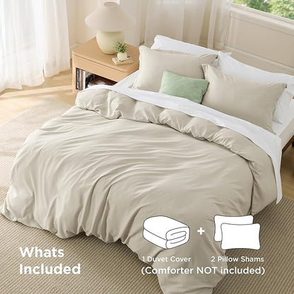 Bedsure Duvet Cover King Size - Soft Double Brushed Bedding Set for Kids & Adults, Zipper Closure, 3 Pieces, Includes 1 Duvet Cover (104"x90") & 2 Pillow Shams, NO Comforter, Linen