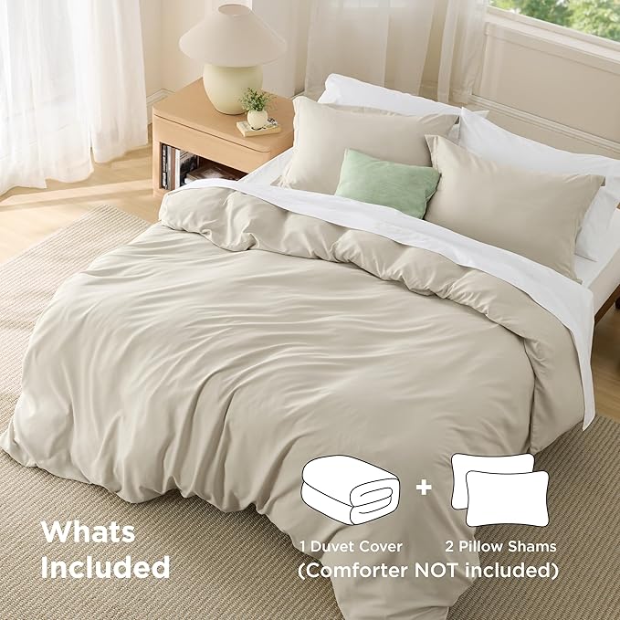 Bedsure Duvet Cover Oversized King Size - Soft Double Brushed Bedding Set for Kids & Adults, Zipper Closure, 3 Pieces, Includes 1 Duvet Cover (120"x98") & 2 Pillow Shams, NO Comforter, Linen