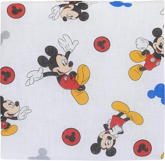 Disney Mickey's Big Adventure Blue, Red, Yellow & Green 4Piece Toddler Bed Set - Comforter, Fitted Bottom Sheet, Flat Top Sheet, Reversible Pillowcase, Blue, Red, Yellow, Green