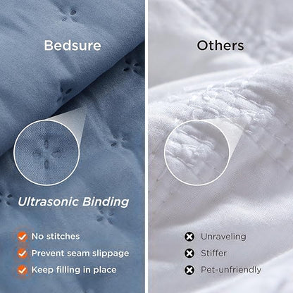 Bedsure Twin Quilt - Ultra Soft Twin XL Quilt Bedding for Dorm Decor, Lightweight All-Season Comforter, Mineral Blue Bedspread Coverlet with Clover Pattern, 68 x 86 Inches | Stitch-Free Quilting, Ultra Soft, Lightweight, Machine Washable, Pet-Friendly