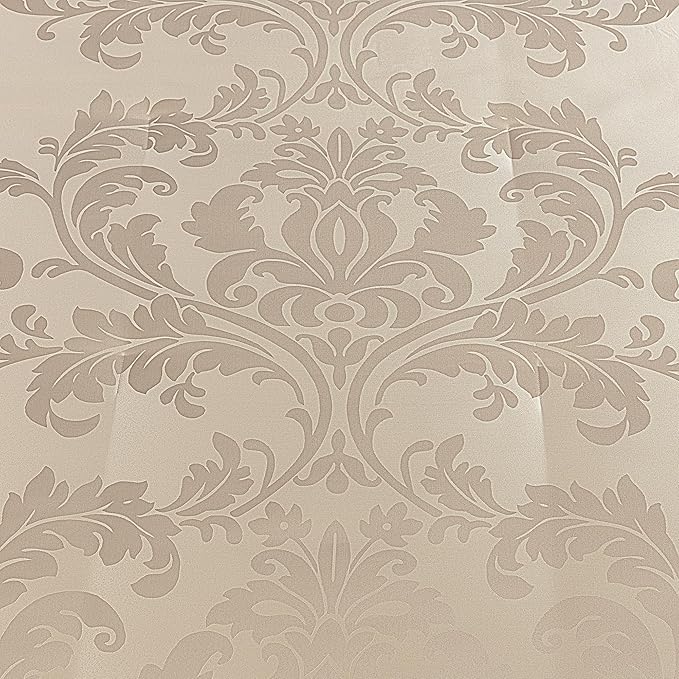 Chezmoi Collection Royale 7-Piece Jacquard Floral Comforter Set, California King, Champagne