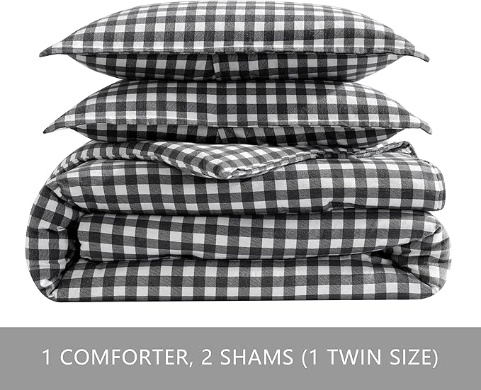Eddie Bauer - Queen Comforter Set, Reversible Cotton Bedding with Matching Shams, Luxurious Bedding Set for Colder Months (Preston Grey, Queen)