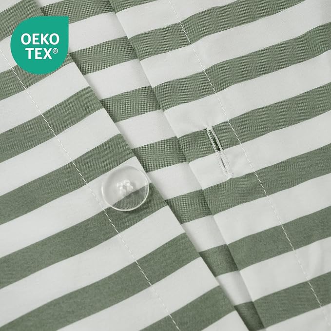 ROSE&RISY Twin Duvet Cover Set, 2 Pieces Soft Bedding Set, Breathable and Cooling Duve Cover Set with 1 Duvet Cover, 1 Pillow Case (Green Stripe, Twin Size)