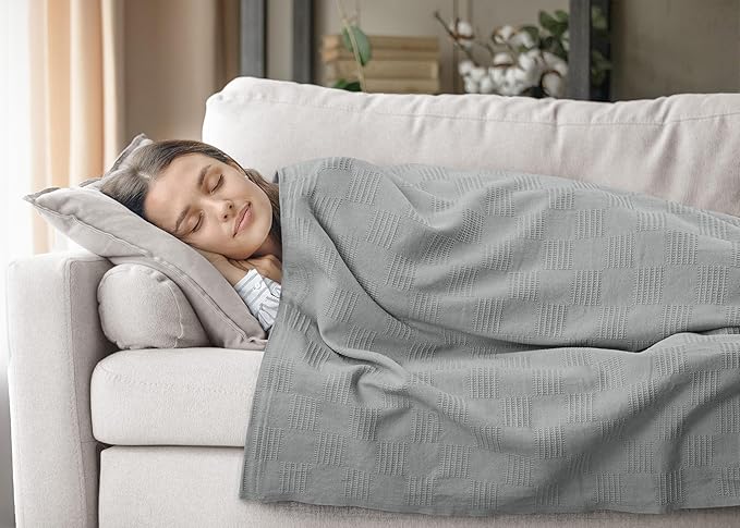 Utopia Bedding Cool Grey 100% Cotton Blanket [Twin Size - 90x72 Inch] Lightweight, Soft and Breathable Thermal Blanket for All Seasons