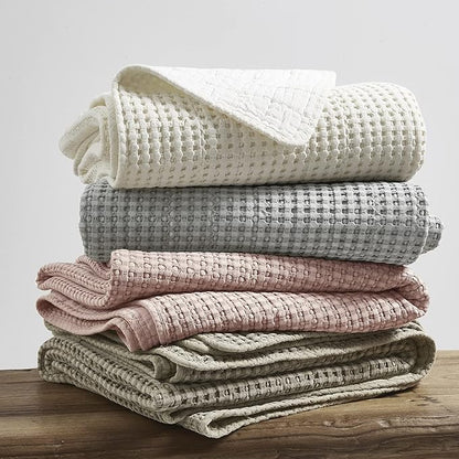 Levtex Home Mills Waffle King/Cal King Quilt Set (106x92in) with 2 Pillow Shams (36x20in) - Grey - Cotton Waffle King Size Quilt Bedding Set - Lightweight, Soft, Pre-Washed