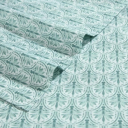 Tommy Bahama - King Sheet Set, Super Soft Cotton Percale Bedding with Matching Shams, Tropical Bedding Set, Oeko-Tex Certified (Coastal Batik Green, King)
