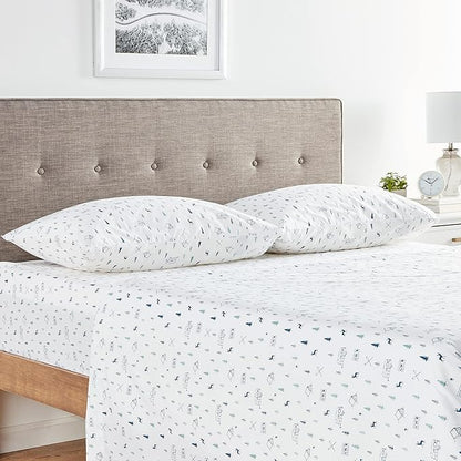 Eddie Bauer - Full Sheets, Cotton Percale Bedding Set, Crisp & Cool Home Decor, Dorm Room Essentials (Campout Dark Blue, Full)