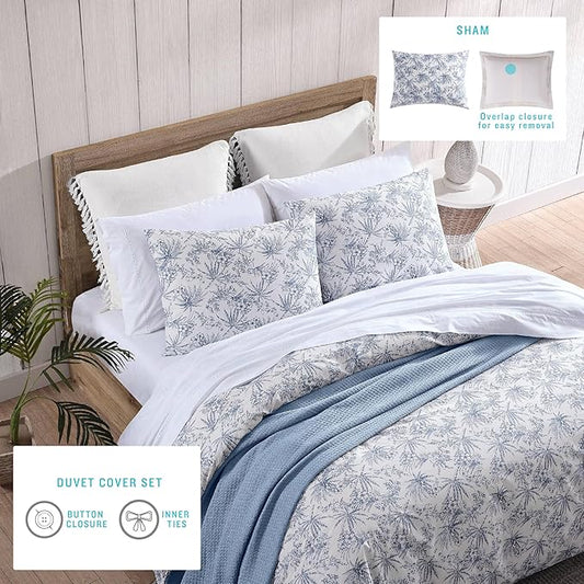 Tommy Bahama - King Size Sheets Set, Crisp & Tailored Cooling Sheets with a Smooth Cotton Percale Lightweight Feel - Bed Sheets with Matching Pillowcases & Fitted Sheet (Pen and Ink Palm Blue)