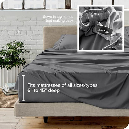 Bare Home Twin XL Sheet Set - 1800 Ultra-Soft Microfiber Twin Extra Long Bed Sheets - Double Brushed - Deep Pockets - Easy Fit - 3 Piece Set - Bedding Sheets & Pillowcases (Twin XL, Grey)
