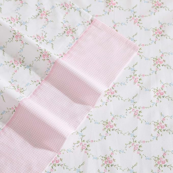 Laura Ashley - Sheet Set, Breathable Percale Cotton Bedding, 200 Thread Count, Deep Pocket, Chic Home Decor (Lynda Pink, King)