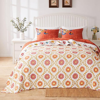 Greenland Home Barefoot Bungalow Topanga Quilted Bedspread Set, 3-Piece Jumbo Queen, Multi