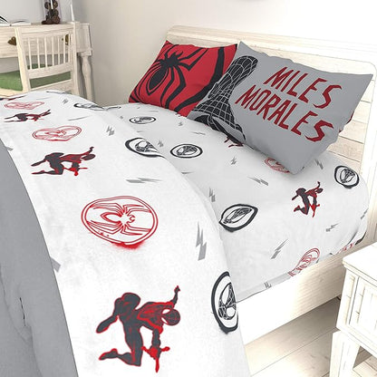 Jay Franco Marvel Miles Morales New Kid 7 Piece Queen Bed Set - Includes Comforter & Sheet Set Bedding - Super Soft Fade Resistant Microfiber (Official Marvel Product)