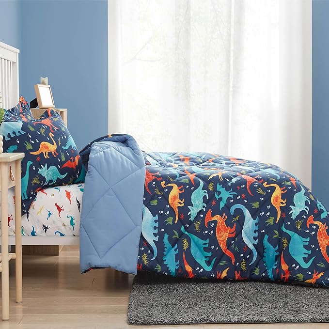 Queen Dinosaur Kids Bedding Set for Boys, 3 Pieces Queen Dinosaur Kids Comforter Sets, Super Soft Lightweight for All Seasons, Includes 1 Comforter (88"x88") and 2 Pillowcase (20"x26"+2")