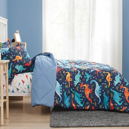 Twin Dinosaur Kids Bedding Set for Boys, 2 Pieces Twin Dinosaur Kids Comforter Sets for Boys, Super Soft Lightweight for All Seasons, Includes 1 Comforter (66"x86") and 1 Pillowcase(20"x26"+2")