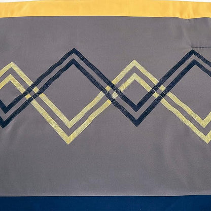 Chezmoi Collection Arden 7-Piece Modern Pleated Stripe Embroidered Zigzag Bedding Comforter Set (California King, Navy/Gray/Yellow/White)