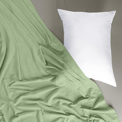 Utopia Bedding Sage Green 100% Cotton Blanket [Queen Size - 90x90 Inch] Lightweight, Soft and Breathable Thermal Blanket for All Seasons