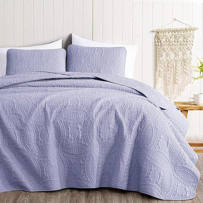 Chezmoi Collection Austin 3-Piece Oversized Bedspread Coverlet Set (King, Lavender) | Oversized, Lightweight, Fade Resistant