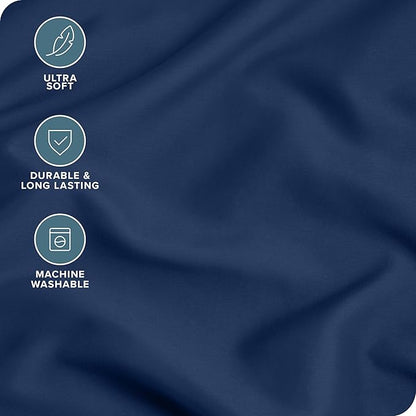 Bare Home Microfiber Body Pillow Cover - Ultra Soft & Cooling - Double Brushed - Envelope Closure - Easy Care (20''x54'' Body Pillow Cover, Dark Blue)