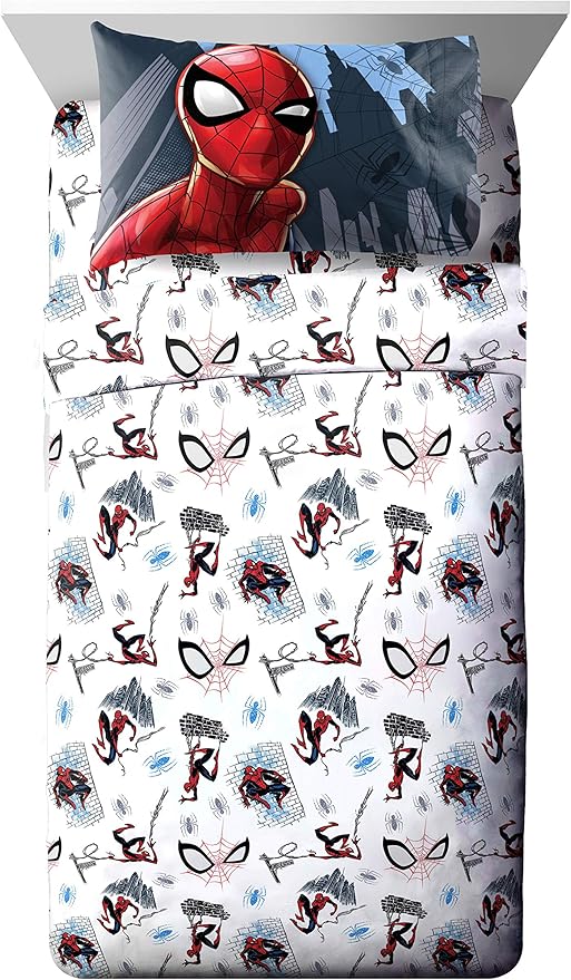 Jay Franco Marvel Spiderman Crawl 5 Piece Full Bed Set - Includes Reversible Comforter & Sheet Set Bedding - Super Soft Fade Resistant Microfiber - (Official Marvel Product)