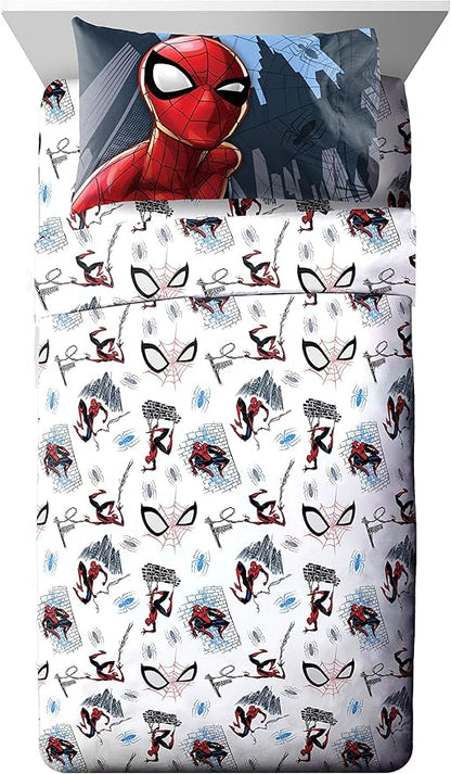 Jay Franco Marvel Spiderman Crawl 5 Piece Full Bed Set - Includes Reversible Comforter & Sheet Set Bedding - Super Soft Fade Resistant Microfiber - (Official Marvel Product)