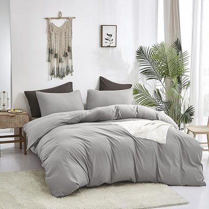 Cottonight Silver Grey Comforter Sets Full Light Gray Bedding Comforter Set Women Men Solid Pure Gray Blanket Quilts Fuzzy Breathable Light Grey Bedding Comforter Sets for Women Men