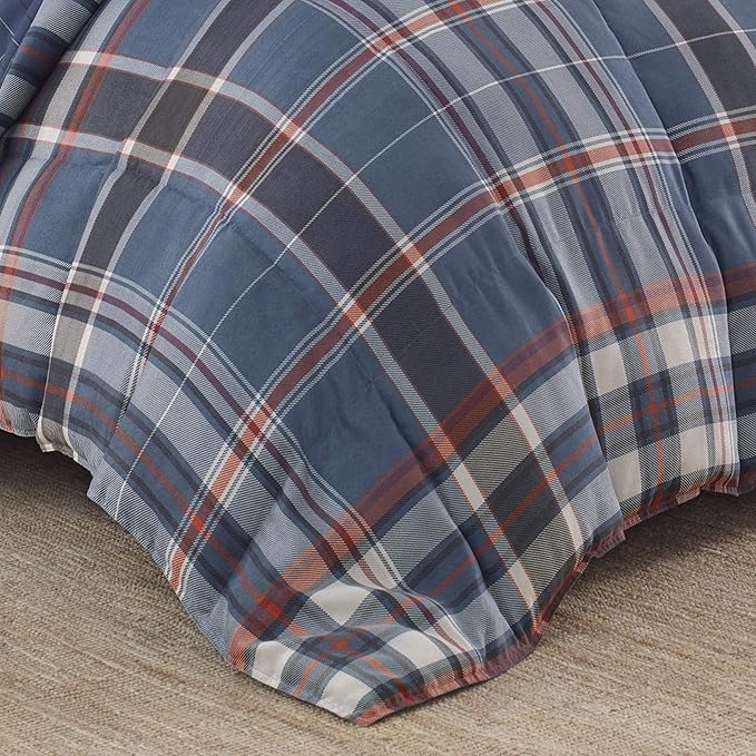 Eddie Bauer - Twin Comforter Set, Reversible Down Alt Bedding with Matching Sham, Oeko-Tex Certified, Dorm Essentials (Shasta Lake Navy)