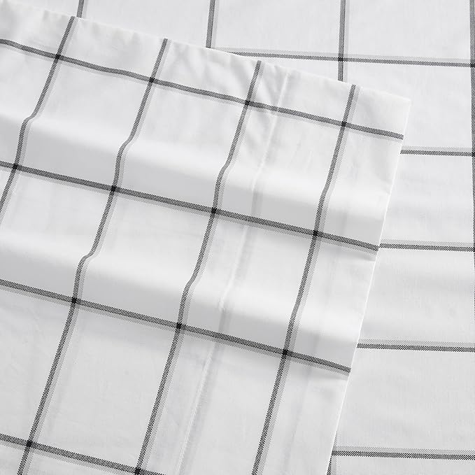 Nautica- King Sheet Set, Cotton Percale Bedding Set, Crisp & Cool, Lightweight & Breathable (Plot Black, King)