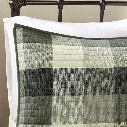 Madison Park Reversible Quilt Cabin Lifestyle Plaid Design - All Season, Breathable Coverlet Bedspread Bedding Set, Matching Shams, Ridge Grey Full/Queen(90"x90") 6 Piece