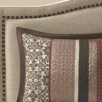Madison Park Princeton Reversible Quilted Bedspread Set, Solid Reverse Summer Breathable, Lightweight All Season Bedding Layer, Matching Shams, Bedspread Queen(102"x118"), Red 5 Piece