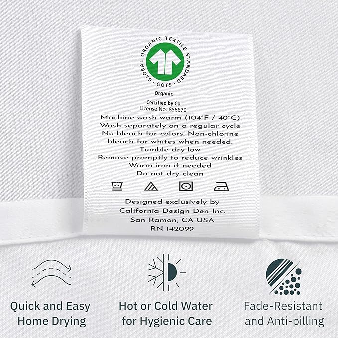 California Design Den Cal King Sheet Set - Soft 100% Organic Cotton Percale Sheets with Deep Pockets, Crisp, Breathable and Durable Bedding Set - True Ivory