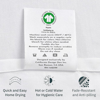 California Design Den Cal King Sheet Set - Soft 100% Organic Cotton Percale Sheets with Deep Pockets, Crisp, Breathable and Durable Bedding Set - True Ivory