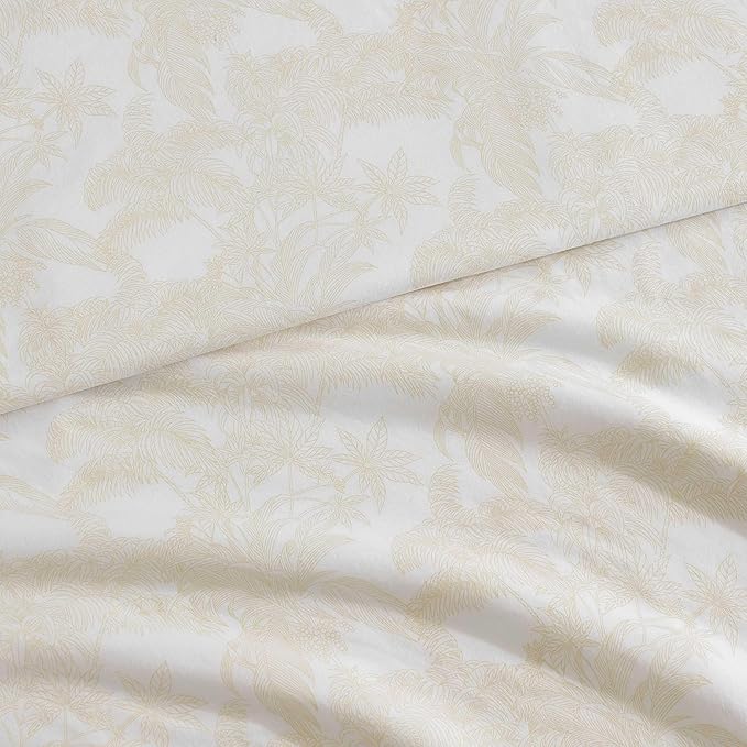 Tommy Bahama - King Size Sheet Set, 100% Cotton Percale Bedding with a Crisp & Cool Feel, Bed Sheets with Matching Fitted Sheet & Pillowcases (Legacy Fronds Beige)