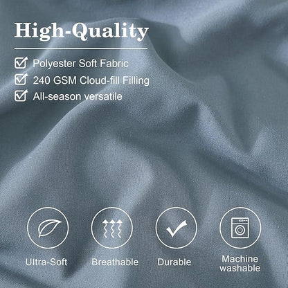 Monbix King Size Comforter Set - 7 Pieces Bed in a Bag King, Dusty Blue Bedding Sets with Comforter, All Seasons Comforter Bed Set with Sheets, Pillowcases & Shams