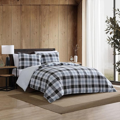 Eddie Bauer - Twin Comforter Set, Reversible Cotton Bedding with Matching Sham, Medium-Weight for Year Round Use, Dorm Essentials (Lewis Navy)