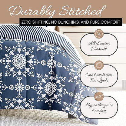 Linen Market Reversible King Size Comforter Set (3 Piece) - Bring Luxury Home with Our Soft and Lightweight Down Alternative Comforter King Set - This Includes Your King Comforter and 2 Pillow Shams
