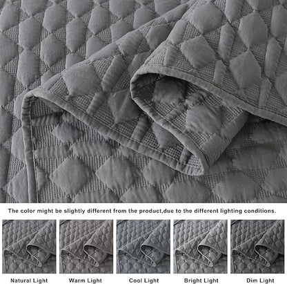 WDCOZY Dark Grey Quilt Twin Size Bedding Sets with Pillow Sham, Lightweight Soft Bedspread Coverlet, Quilted Blanket Thin Comforter Bed Cover, All Season Spring Summer, 2 Pieces, 68x90 inches