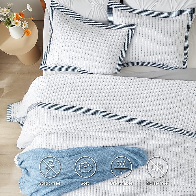 Bedsure White Quilts Twin Size - Twin Quilt Bedding Set Bedspread Coverlet, Lightweight Corduroy Pattern Bedspread, 2-Piece Set with 68"x86" Coverlet & 1 Pillow Sham, All-Season Soft Microfiber