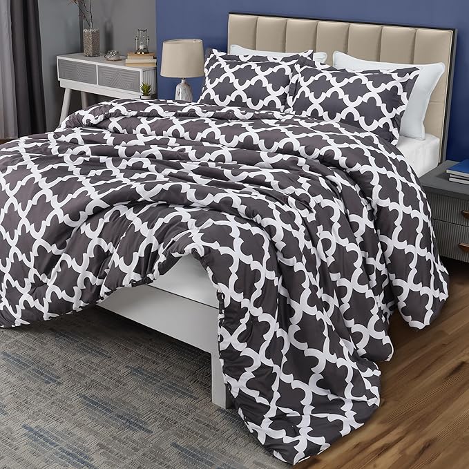 King Comforter Set 3 Piece Grey by Utopia Bedding, Printed Comforters King Size, Bedding Comforters Sets, Down Alternative Soft Bed Set, 1 Comforter (90 x 102 inches) 2 Pillow Shams (20 x 36 inches)