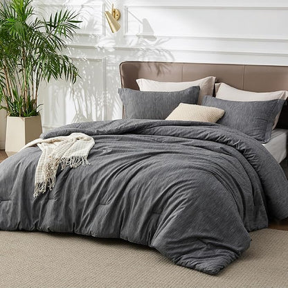 Bedsure Full Comforter Set - Charcoal Grey Soft Bedding for All Seasons, Cationic Dyed Bed Set, 3 Pieces, 1 Full Size Comforter (82"x86") and 2 Pillow Shams (20"x26"+2")