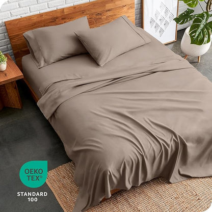 Bare Home Full Sheet Set - 1800 Ultra-Soft Microfiber Full Bed Sheets - Double Brushed - Deep Pockets - Easy Fit - 4 Piece Set - Bedding Sheets & Pillowcases (Full, Taupe)