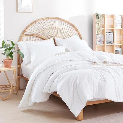 weigelia Twin Comforter Set 5 Pieces White Comforter Set for Women and Men Reversible Bedding Set Ultra Soft All Season（Comforters, Flat & Fitted Sheets, Pillowcases & Shams）