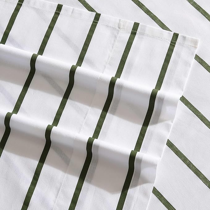 Nautica - King Sheets, Premium Cotton Percale Bedding Set, Striped Bedding Set, Oeko-Tex Certified (Brenton Stripe Ivory, King)