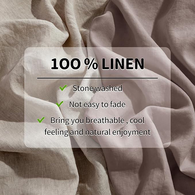 LBRO2M 100% Pure Linen Sheet Set Deep Pocket Up to 16" Bed Sheets Sets, Natural Flax Beddings Soft, Breathable, Comfortable for All Seasons 4 Pcs Sheet Set King Size, Mauve Desert