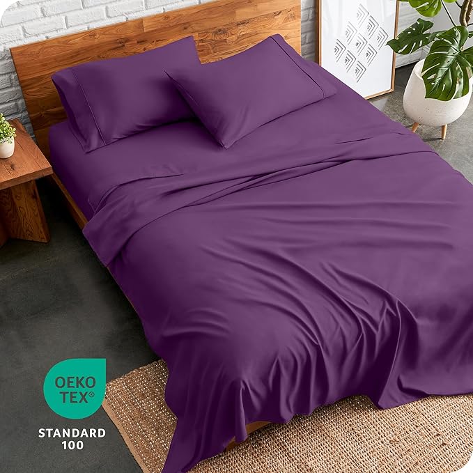Bare Home King Sheet Set - 1800 Ultra-Soft Microfiber King Bed Sheets - Double Brushed - Deep Pockets - Easy Fit - 4 Piece Set - Bedding Sheets & Pillowcases (King, Plum)