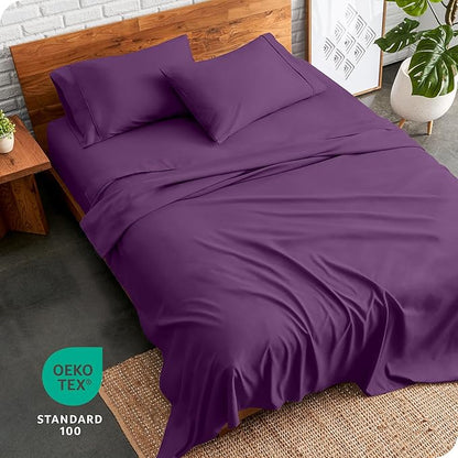 Bare Home Twin XL Sheet Set - 1800 Ultra-Soft Microfiber Twin Extra Long Bed Sheets - Double Brushed - Deep Pockets - Easy Fit - 3 Piece Set - Bedding Sheets & Pillowcases (Twin XL, Plum)