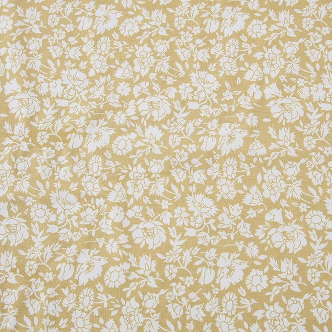 Laura Ashley - Twin Sheets, Cotton Percale Bedding Set, Lightweight & Breathable Home Decor, Oeko-Tex Certified (Heirloom Ditzy Gold, Twin)