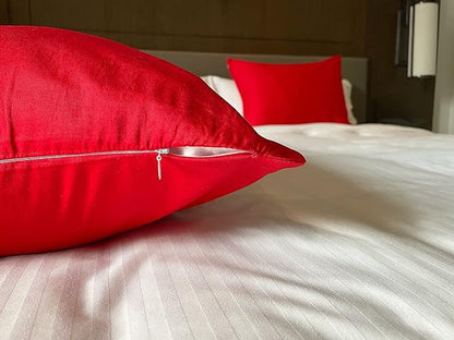 iMaylex Soft 100% Egyptian Cotton Zipper Closure Pillowcases,Valentines Day Gifts,Cozy and Lightweight Pillow Case, Set of 2, Red, Queen, 20" x 30