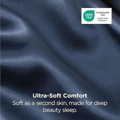 Bedsure King Size Satin Pillowcase Set of 2 - Blue Silky Pillow Cases for Hair and Skin with Envelope Closure, Similar to Silk Pillow Cases, Gifts for Women Men, 20x36 Inches, 2pcs